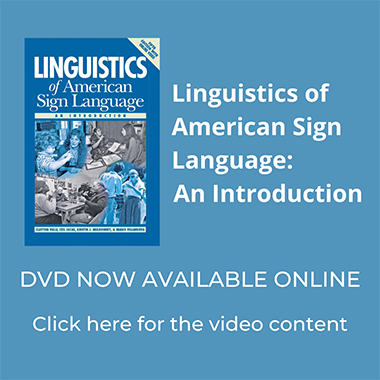 image card for Linguistics of American Sign Language, DVD now available online